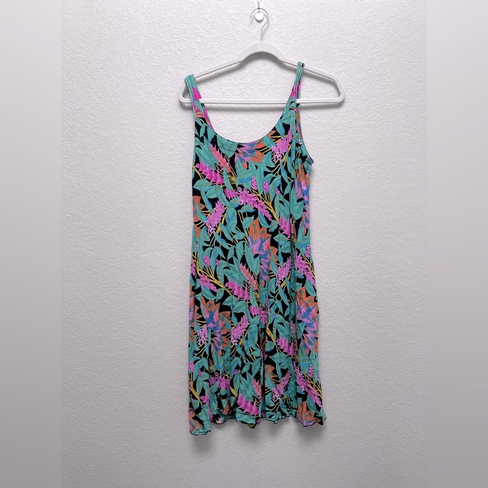Rainbow Jo Tropical Slip Dress Size L Y2K 90s Floral Grunge Fairycore Beachcore